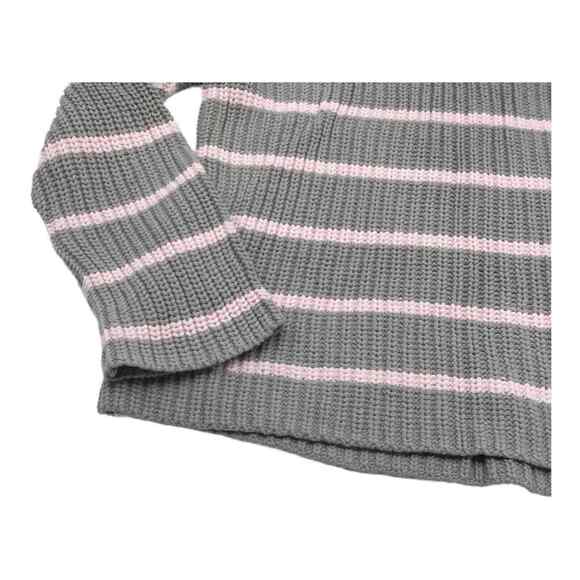 Caslon Womens Medium Sweater Gray Pink Stripe Mock Neck Chunky Knit NWT - Picture 14 of 16